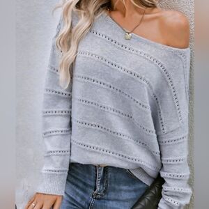 Gray Women's Sweater Cozy Warm Casual Pullover Size Lg